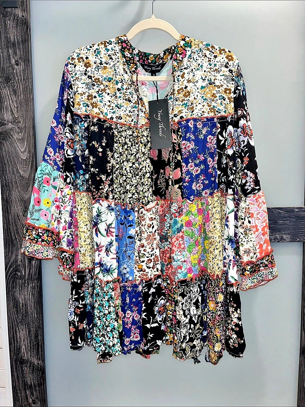 Young Threads Floral Patchwork Tunic Multicolor Large